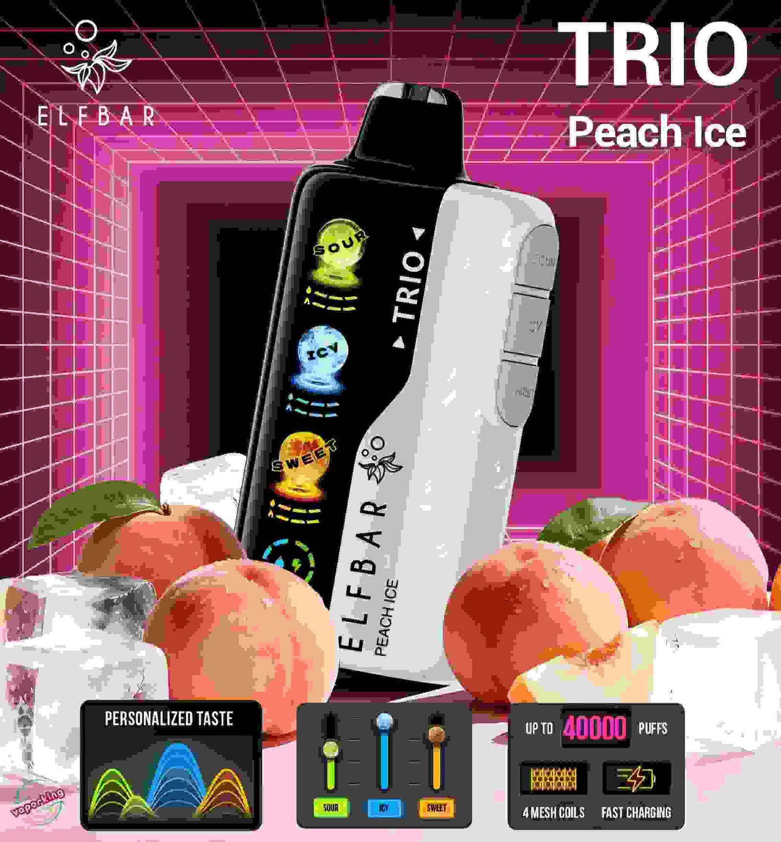Elf Bar TRIO 40000 Puffs – Peach ice