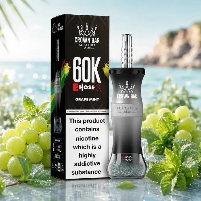 Grape Mint - Al Fakher Crown Bar E Hose X - 60000 Puffs