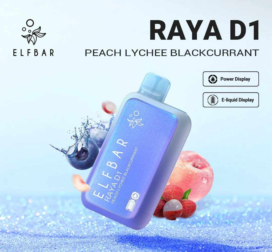 ELF BAR RAYA D1 – Peach Lychee Blackcurrant – 13000 Puffs